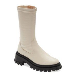 Schutz Kendy Lug Sole Boot in Egg Shell NWT